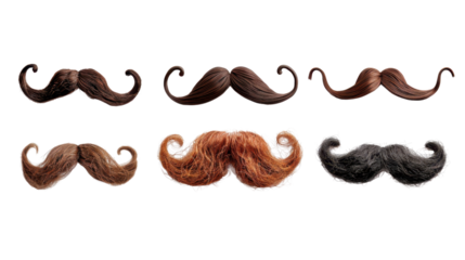 Stylish beards with mustaches on transparent background