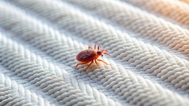 Close-up of mite on a mattress, acarien, microscopic, parasitic, allergen, bed, infestation, dust, pest, close-up, macro, creepy