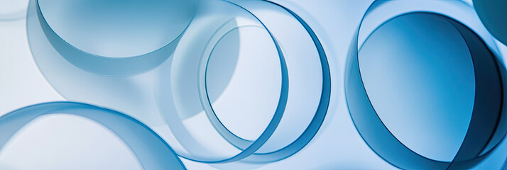 Blue wide banner background with abstract blue circle design