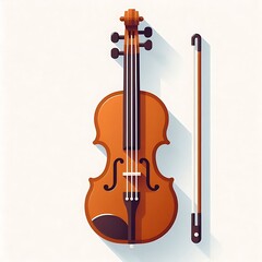 Naklejka premium Wooden cello violin, flat illustration of musical instruments, for play, concert, musical parties, songs, for graphics design