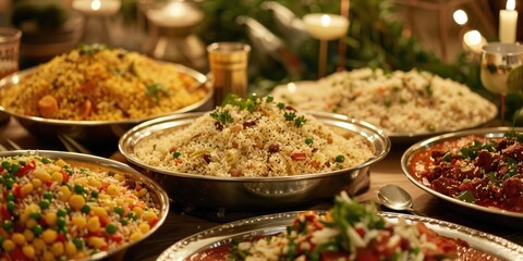 Obraz premium Assorted Pilaf Dishes on the Table