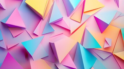 Obraz premium Vibrant Geometric 3D Triangular Abstract Background with Origami-Inspired Folded Planes and Holographic Illusions