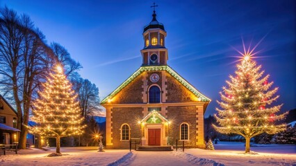 Obraz premium Catherine's Church illuminated by Christmas lights , Christmas decorations