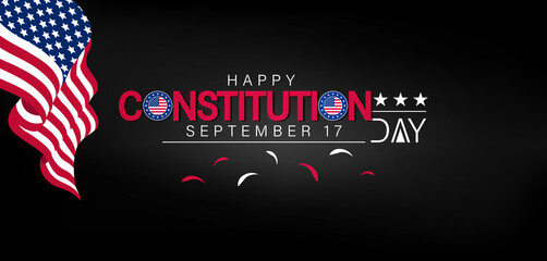 A vibrant design celebrating Constitution Day on September 17, featuring joyful elements and patriotic colors