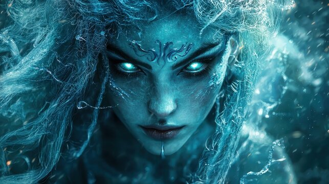 Ice Queen with Glowing Eyes.