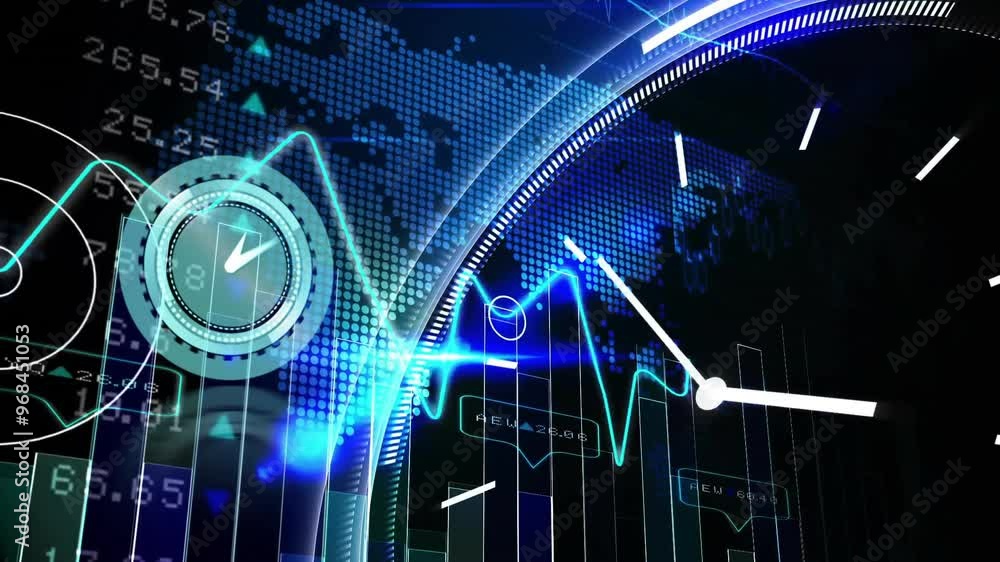 Poster animation of clock and data processing over network of connections