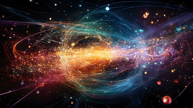 95. A visual representation of the quantum field theory and particle interactions