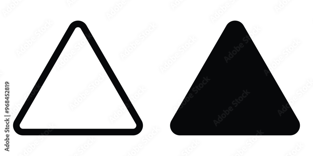 Poster triangle with rounded corners vector icon set. black silhouette. simple design illustration.