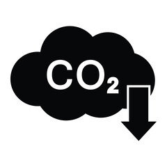 CO2 pollution reduction vector icon. Carbon Dioxide. Co2 cloud black silhouette. Ecology and Environment.