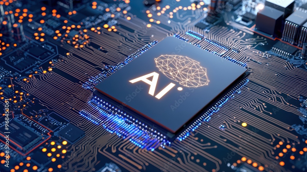Poster ai brain chip artificial intelligence circuit board