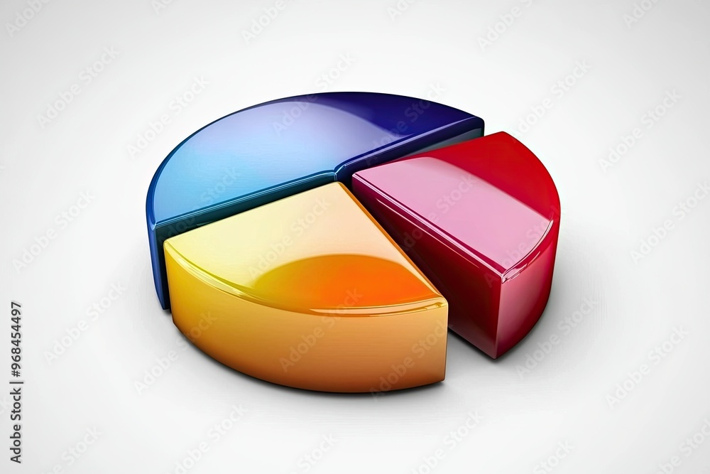 Poster colorful pie chart representing data analysis, business statistics, and visual representation of inf