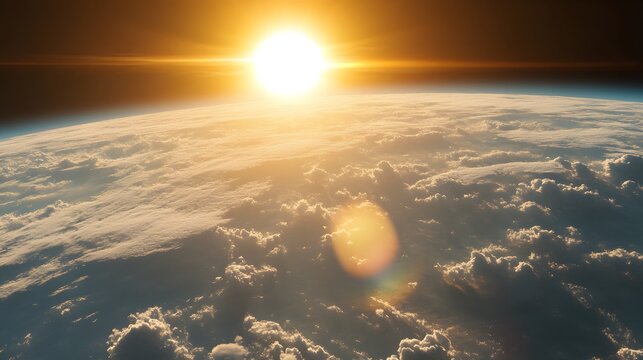 A close-up of the ozone layer thinning due to the greenhouse effect, showing the dangerous exposure to UV radiation