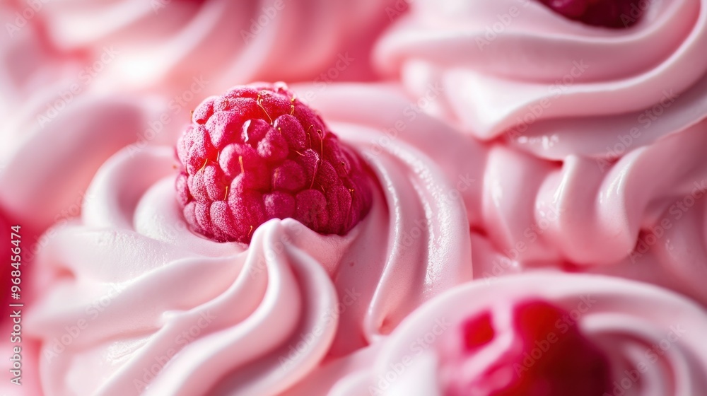 Aufkleber a rich, creamy texture with raspberry swirls and meringue patterns.