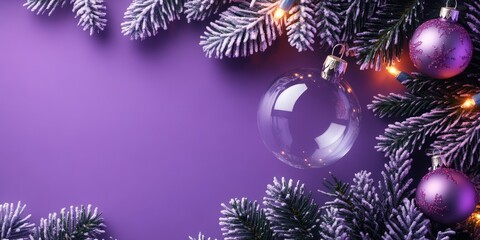 Merry Christmas and Happy New Year bright colorful composition. Xmas background with festive decorative elements. Festive banner and web poster, greeting card, flyer and brochure