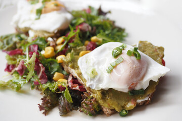 Tasty fresh toast with avocado and egg