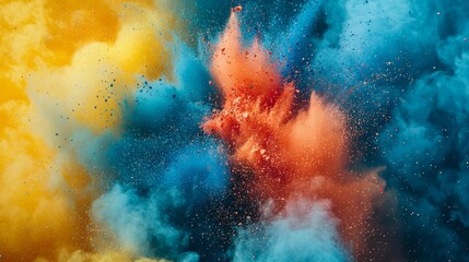 Obraz premium Abstract Colorful Explosion of Powder and Smoke
