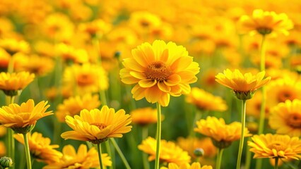 Obraz premium Field of vibrant yellow flowers in full bloom, spring, nature, landscape, meadow, floral, sunny, fresh, vibrant, colorful