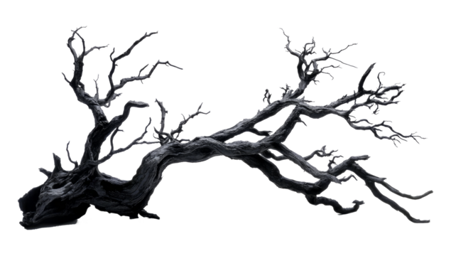 old dead spooky tree isolated on white or transparent