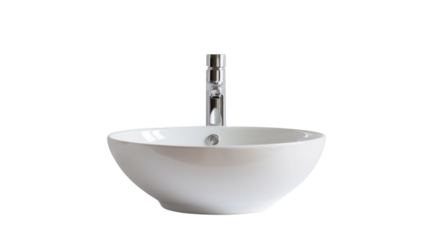 White modern sink on transparent background