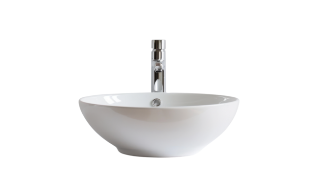 White modern sink on transparent background