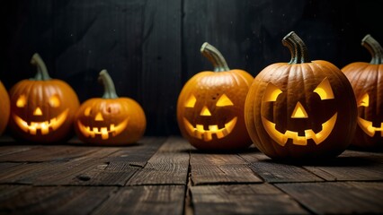 Obraz premium halloween pumpkin on wooden background