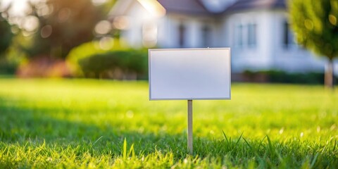 Temporary yard sign on grass with blurred background , yard sign, temporary, grass, shallow depth of field, copy space