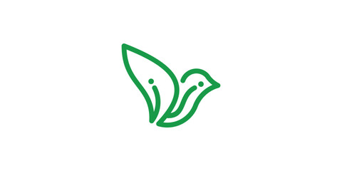 creative logo of birds and green leaves