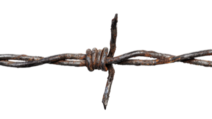 Barbed wire on transparent background