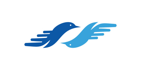 blue bird hand.vector