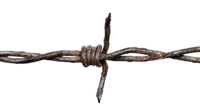 Barbed wire on transparent background