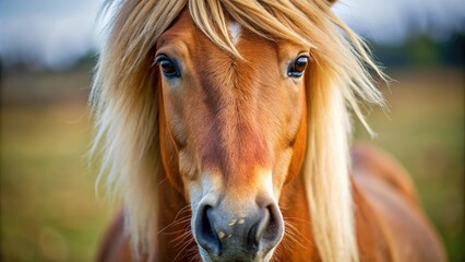 Fototapeta premium Close-up shot of a pony's face showing its delicate features, pony, face, close-up, animal, detail, features, eyes, nose, mouth