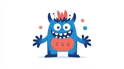Adorable monster floats playfully in a whimsical drawing, adding fun to any creative project with its cartoonish charm.