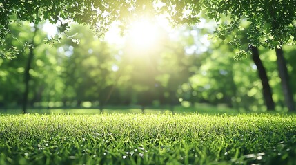 Green Grass Background  Sunny Day  Park  Nature  Summer  Spring  Fresh  Lush  Foliage  Blurred  Bokeh  Sunlight  Meadow  Lawn