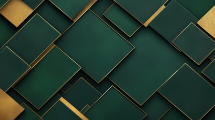 Explore a modern abstract design that merges dark green and luxurious gold in a unique geometric texture for a stylish banner.