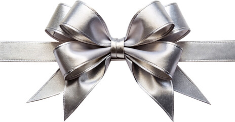 silver bow with ribbon isolated