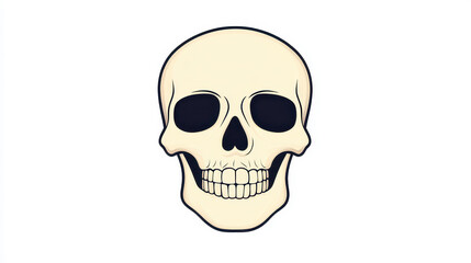 A striking illustration of a human skull, designed as an emblem with a clean, minimalistic background.