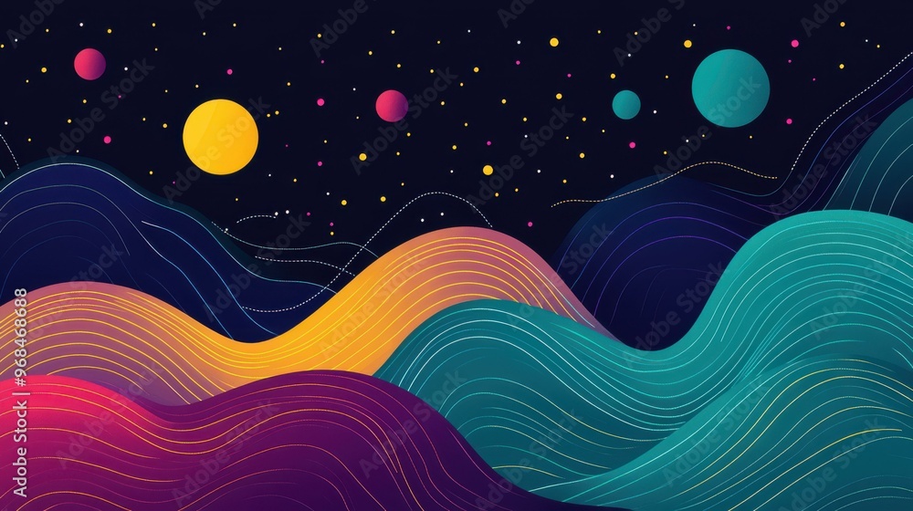 Aufkleber modern presentation template featuring a plexus wave style background, ideal for science and tech th