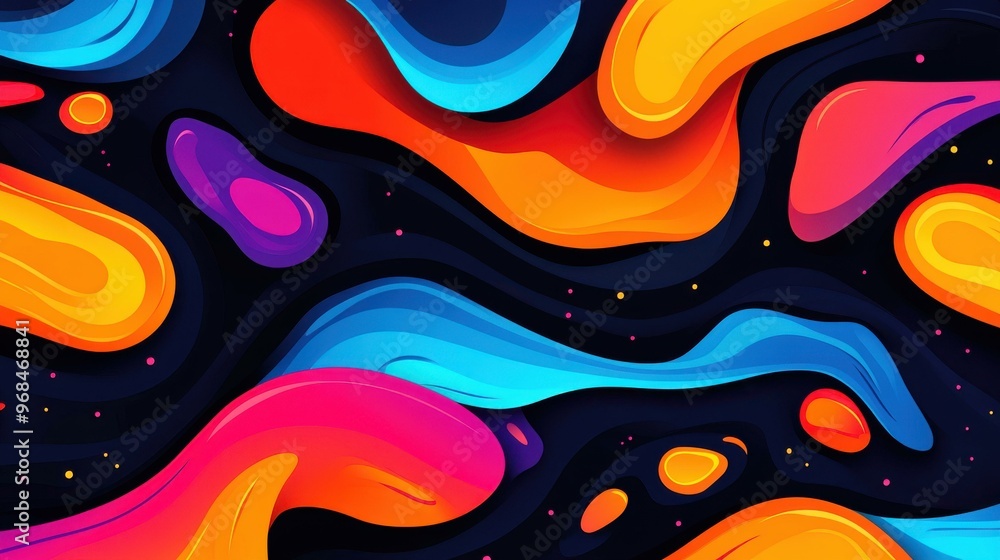 Poster dive into a vibrant world with this colorful, abstract liquid pattern, blending psychedelic swirls a