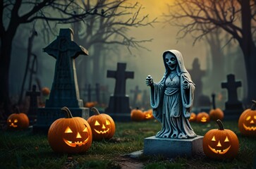 halloween background with pumpkins