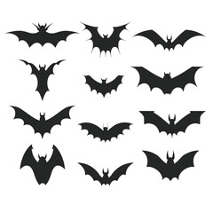 Fototapeta premium Bat Black and white silhouette editable vector