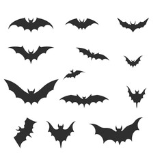 Bat Black and white silhouette editable vector