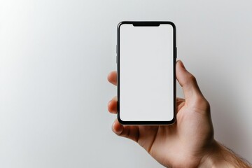 Hand Holding Smartphone Mockup Isolated created with Generative AI