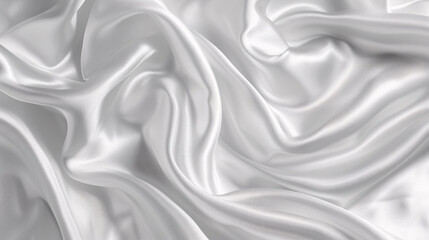 Fototapeta premium White-gray satin texture that is white silver fabric silk panorama background with a beautiful soft blur pattern.