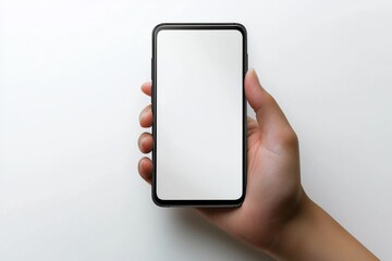 Hand Holding Smartphone Mockup Isolated created with Generative AI