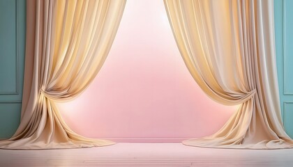 3D illustration of a velvet stage curtain backdrop in a classic theater design for background graphic resource.