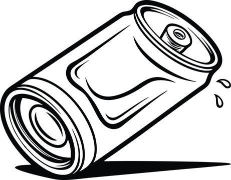 recommend clip art: Crushed aluminum can single outline drawing icon. Simple black and white line art illustration no white background