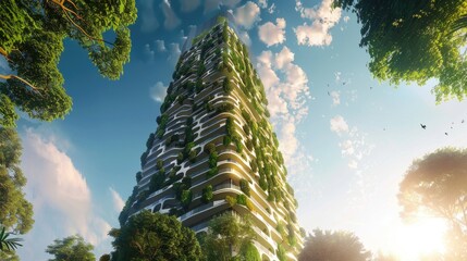 Eco friendly self cleaning skyscraper with photocatalytic coating