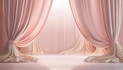 3D illustration of a velvet stage curtain backdrop in a classic theater design for background graphic resource.