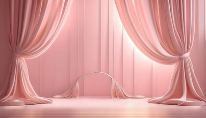 3D illustration of a velvet stage curtain backdrop in a classic theater design for background graphic resource.