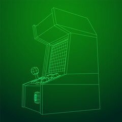 Fototapeta premium Arcade retro game machine. Wireframe low poly mesh vector illustration.